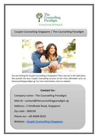 Couple Counselling Singapore | The Counselling Paradigm