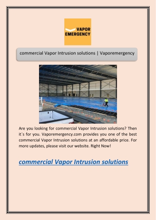 commercial Vapor Intrusion solutions | Vaporemergency