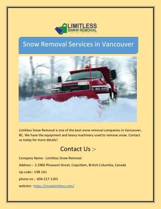 Snow Removal Services in Vancouver