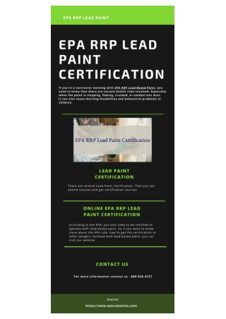 Online EPA RRP Lead Paint Certification