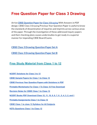 CBSE Question Papers Class 3 Drawing PDF Solutions Download