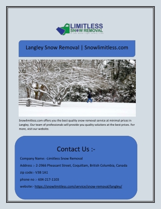 Langley Snow Removal | Snowlimitless.com