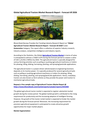 Global Agricultural Tractors Market Research Report - Forecast till 2026