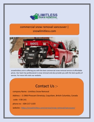 commercial snow removal vancouver | snowlimitless.com