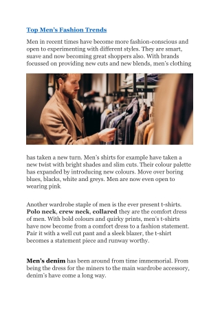 Top Men’s Fashion Trends