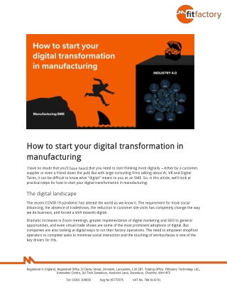 How to start your digital transformation in manufacturing