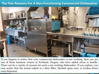 The Five Reasons For A Non-Functioning Commercial Dishwasher