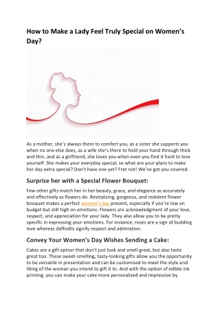 How to Make a Lady Feel Truly Special on Women’s Day?