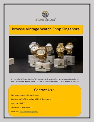 Browse Vintage Watch Shop Singapore