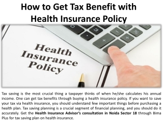 How to Take Advantage of a Health Insurance Policy's Tax Advantage