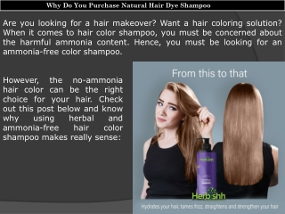 Why Do You Purchase Natural Hair Dye Shampoo?