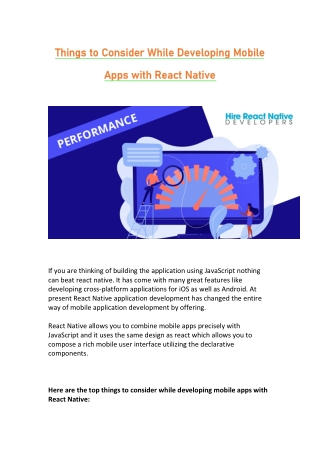 Things to consider while developing mobile apps with React Native