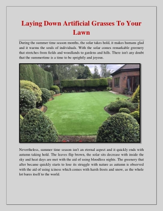 Laying Down Artificial Grasses To Your Lawn