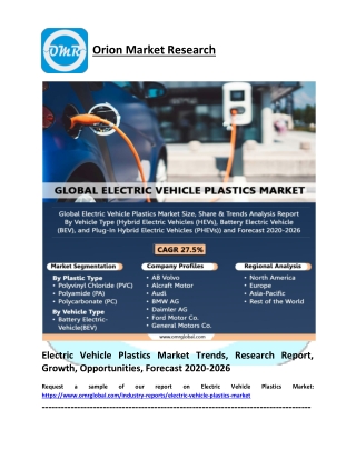 Electric Vehicle Plastics Market Trends, Research Report, Growth, Opportunities, Forecast 2020-2026