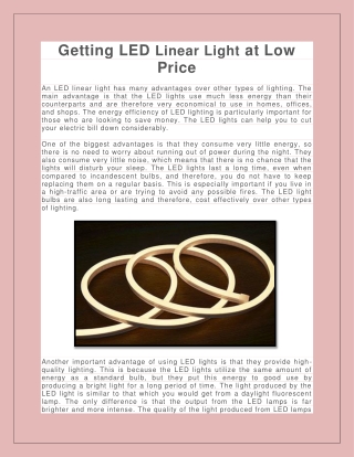 Getting LED Linear Light at Low Price