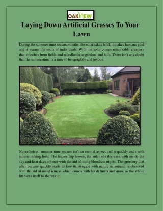 Laying Down Artificial Grasses To Your Lawn