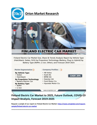 Finland Electric Car Market Share 2019: Trends, Key Players, Industry Analysis, Report to 2025