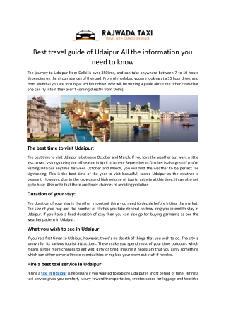 Best travel guide of Udaipur All the information you need to know