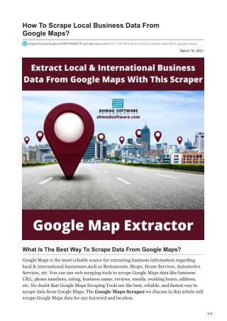 How To Extract/Scrape Local & International Business Data From Google Maps?