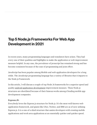 Top 5 Node.js Frameworks for Web App Development in 2021