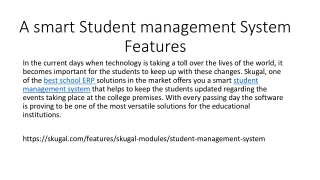 A smart Student management System Features