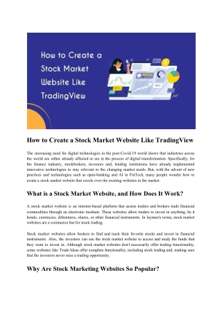 How to Create a Stock Market Website Like TradingView