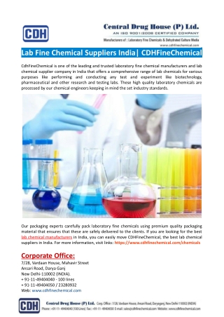 Lab Chemical Suppliers India-CDHFineChemical