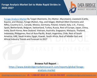 Forage Analysis Market Set to Make Rapid Strides in 2020-2027