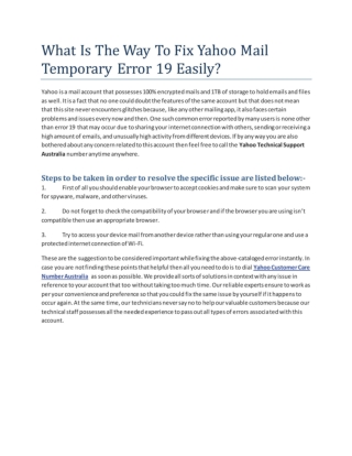 What Is The Way To Fix Yahoo Mail Temporary Error 19 Easily?