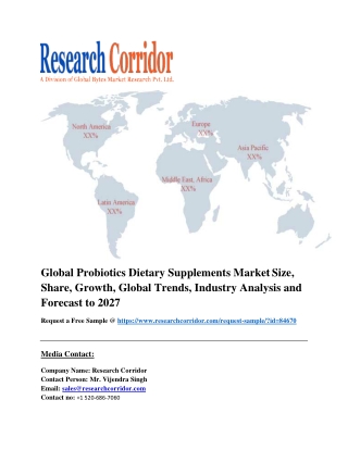 Global Probiotics Dietary Supplements Market Size, Share, Growth, Global Trends, Industry Analysis and Forecast to 2027