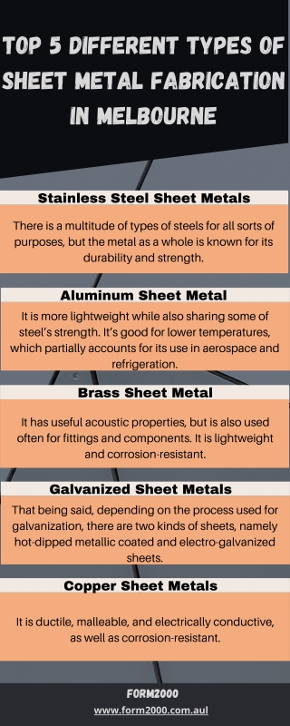 Top 5 Different Types of Sheet Metal Fabrication in Melbourne - FORM2000