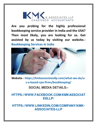 Bookkeeping Services in India | Kmkassociatesllp.com