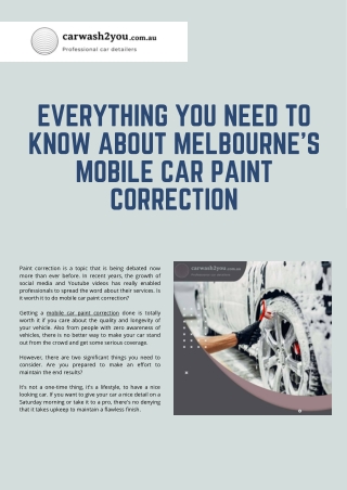Everything You Need To Know About Melbourne’s Mobile Car Paint Correction