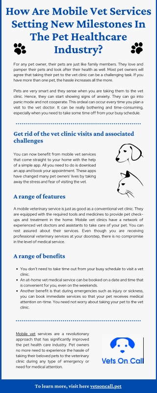 How Are Mobile Vet Services Setting New Milestones In The Pet Healthcare Industry?