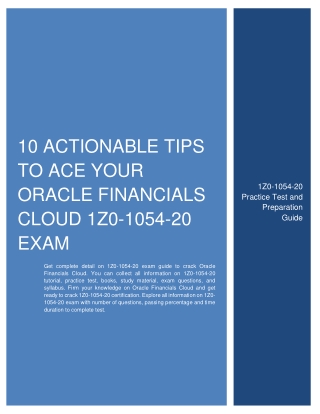 [PDF] 10 Actionable Tips to Ace Your Oracle Financials Cloud 1Z0-1054-20 Exam