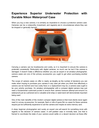 Experience Superior Underwater Protection with Durable Nikon Waterproof Case