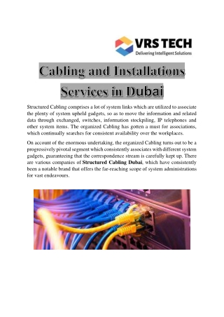 Cabling and Installations Services in Dubai