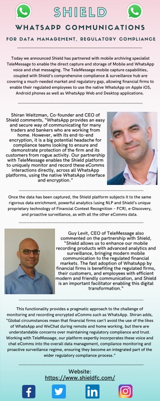 Shield - WhatsApp Communications for Data Management, Regulatory Compliance