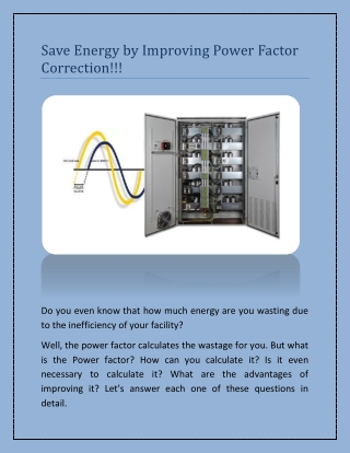 Save Energy by Improving Power Factor Correction!!!