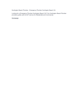 Huntington Beach Plumber - Emergency Plumber Huntington Beach CA