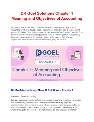 DK Goel Solutions Chapter 1 Meaning and Objectives of Accounting