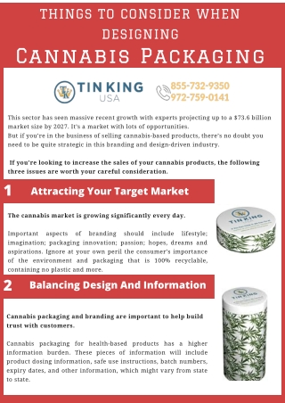 Factors to Consider When Designing Cannabis Packaging - Tin King USA