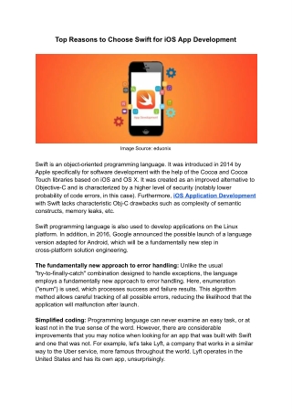Top 10 reasons to choose swift for ios app development