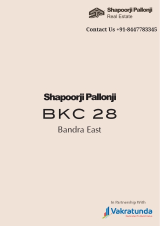 New Launch Project Shapoorji BKC 28 Khernagar Bandra East Mumbai - Download Brochure & PDF