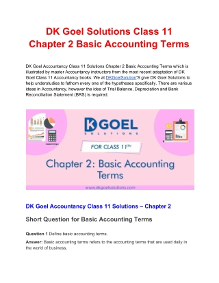 DK Goel Solutions Class 11 Chapter 2 Basic Accounting Terms