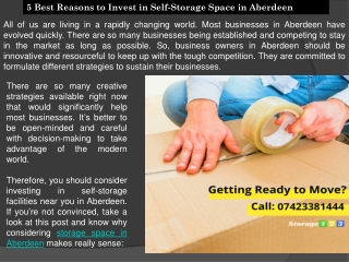 5 Best Reasons to Invest in Self-Storage Space in Aberdeen