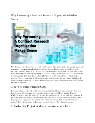 Why Partnering a Contract Research Organization Makes Sense