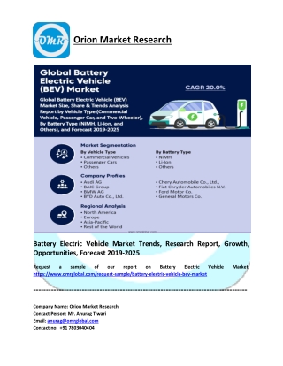 Battery Electric Vehicle Market Share 2019: Trends, Key Players, Industry Analysis and Report 2019-2025