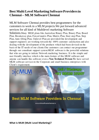 Best Multi Level Marketing Software Providers in Chennai – MLM Software Chennai