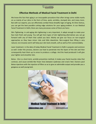 Medical Facial Treatment in Delhi